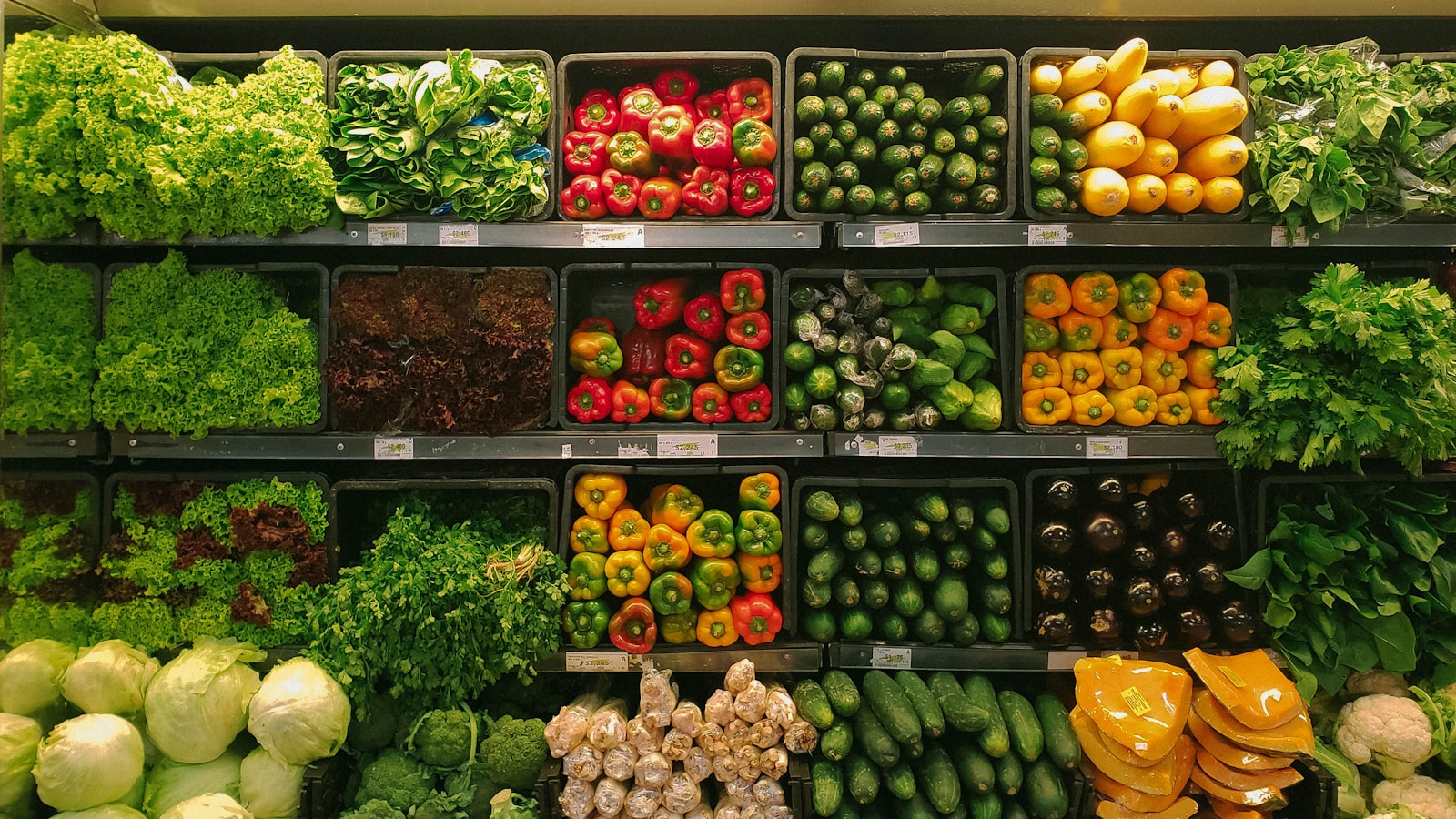 A market stall full of quantities to be counted and compared