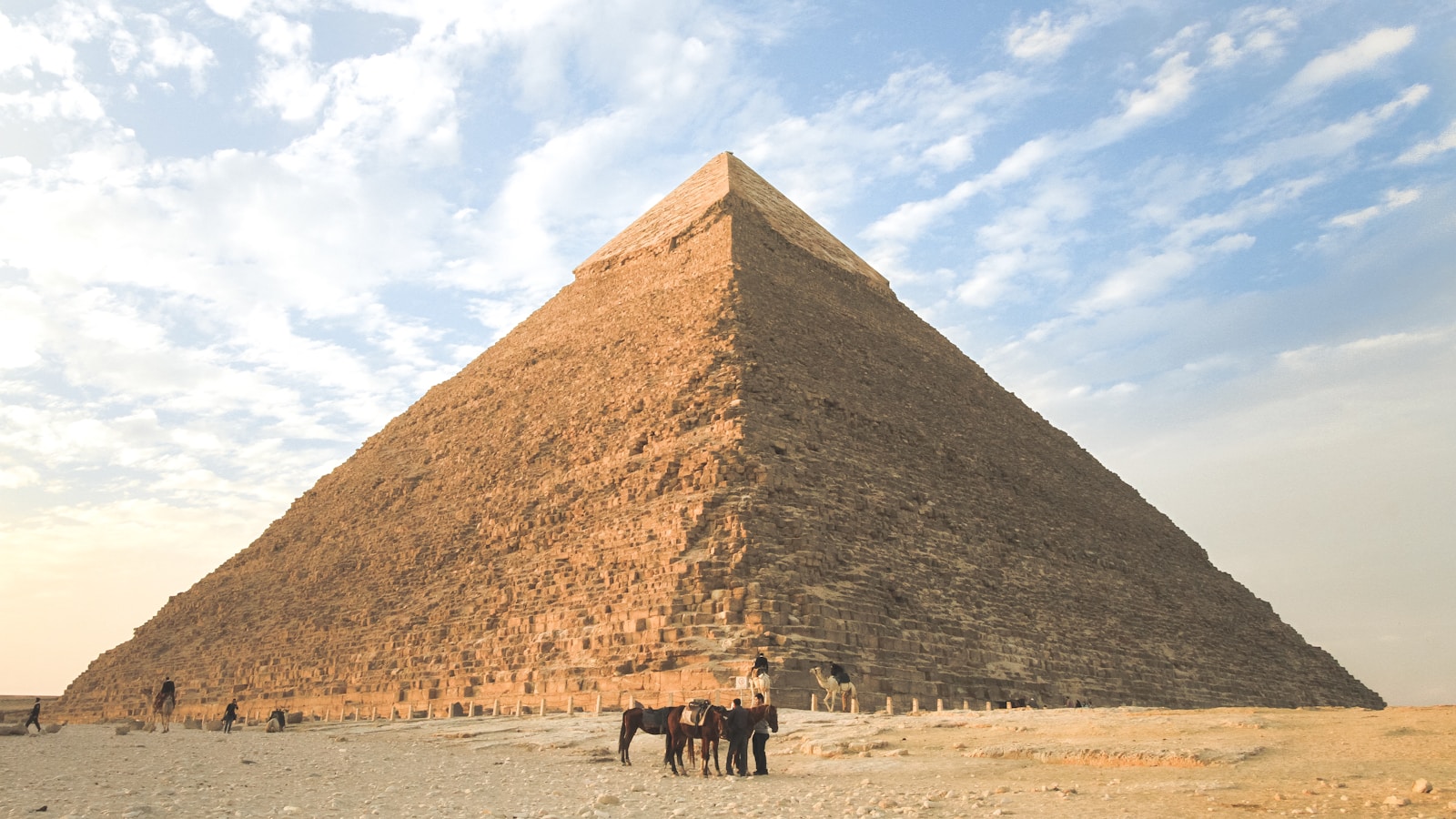 The pyramids of ancient Egypt, built with sophisticated mathematical knowledge